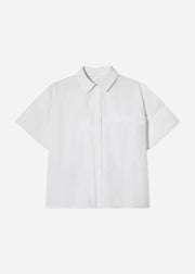 Boxy Short Sleeve Shirt in Cotton Poplin - White - CO Collections
